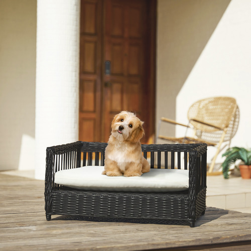 TeamsonPets Espresso Clotho Wicker Outdoor Pet Bed Temple Webster